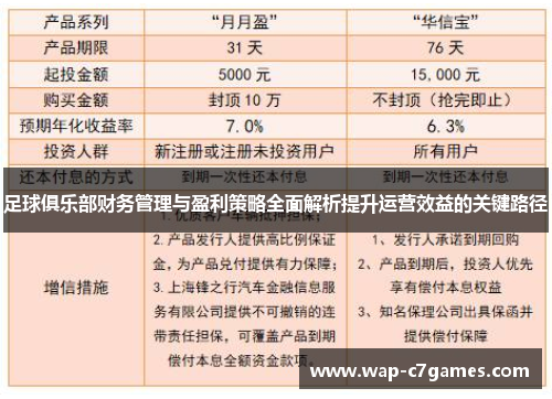 足球俱乐部财务管理与盈利策略全面解析提升运营效益的关键路径